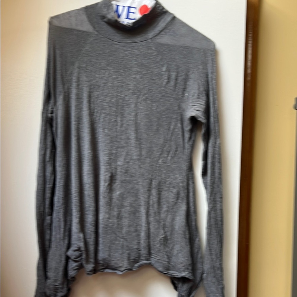 Gray Long Sleeve Turtleneck Top